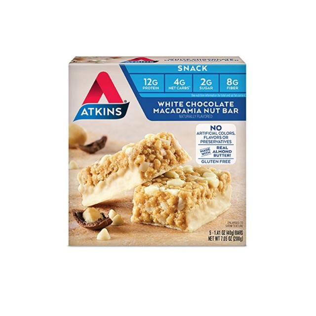 Atkins Gluten Free Snack Bar White Chocolate Macadamia Nut 5개 6팩 앳킨스 저탄수화물바, 1팩