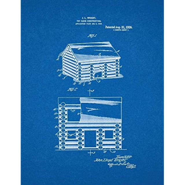 NMT Toy-Cabin 건축 특허 인쇄 청사진 (8.5 x 11) M10846 [8.5