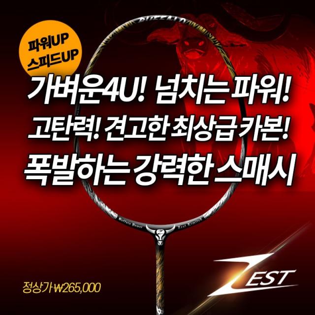 ZEST 100%재팬카본 선수용 동호인용 BUFFALO 배드민턴라켓, 거트추가-여성적정텐션