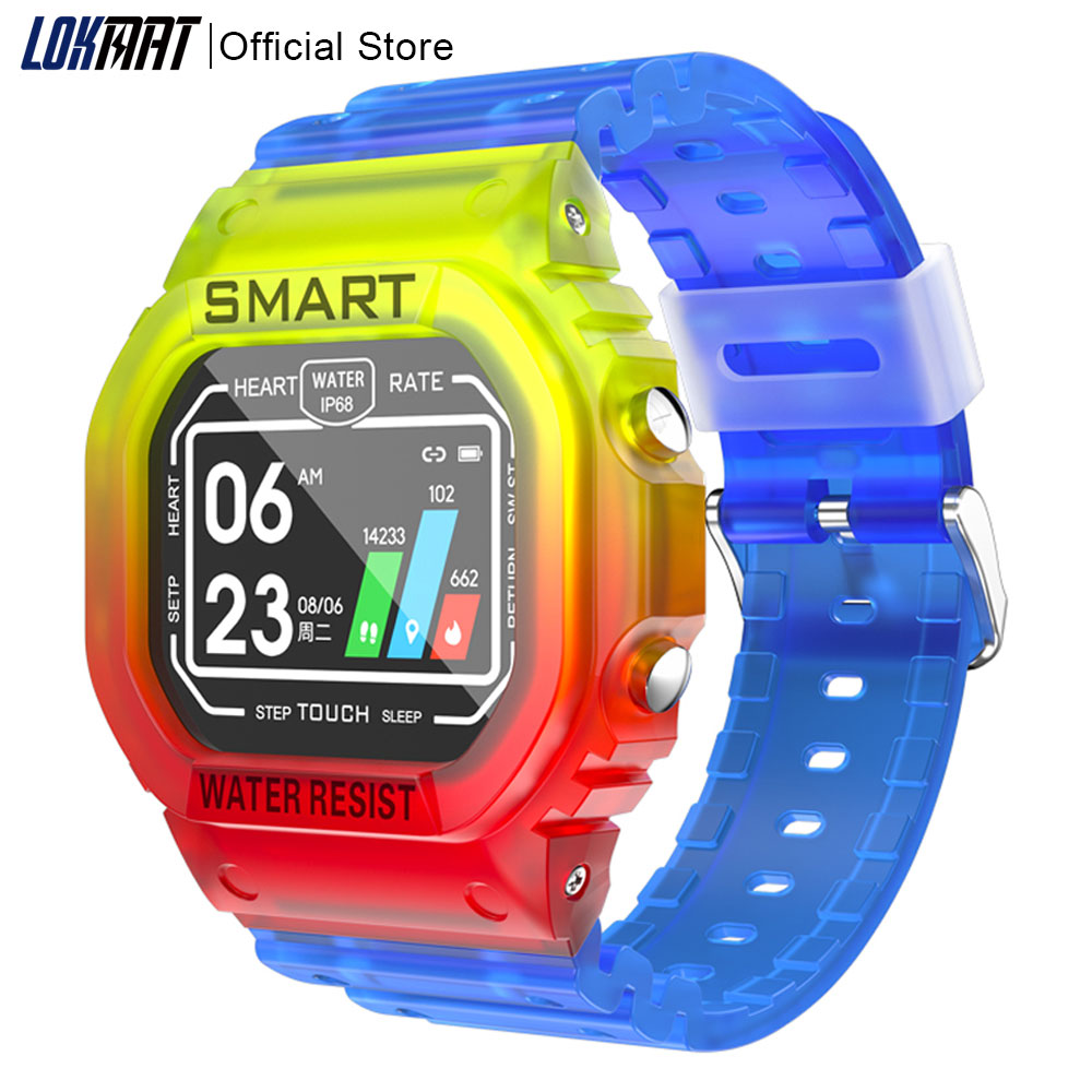 LOKMAT 똑똑한 시계 남자 적당 추적자 심박수 감시자 여자 IP68 방수 스포츠 보수계 Smartwatch For Android ios|스마트 시계|, 1개, 단일, WHITE
