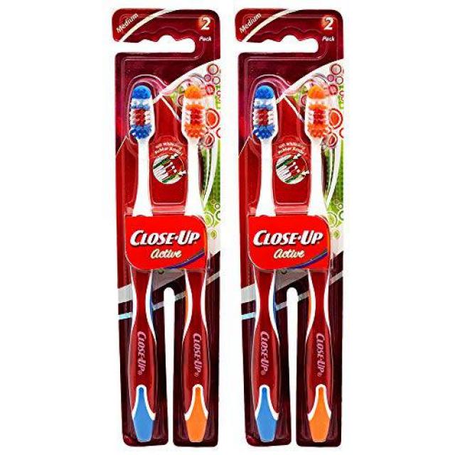 클로즈업 칫솔모. ACTIVE 2-2 팩 4 브러쉬 CLOSE-UP TOOTHBRUSH MED. ACTIVE, 상세내용참조