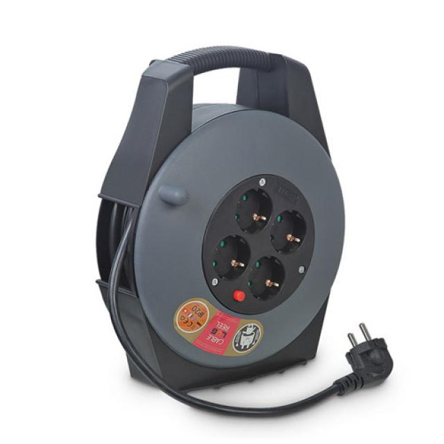 러그(LUG) 케이블릴선 15M 4구 접지 슬림 1.5SQ 캠핑 및 산업용 3200W 고용량 전기연장선, 1개