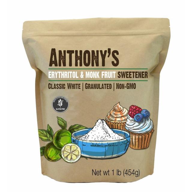 Anthony's 앤서니 에리스리톨 몽크 프룻 스위트너 454g Erythritol and Monk Fruit Sweetener Classic White 1 LB, 1팩