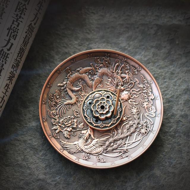 TUTI 쌍용 봉황 인센스 스틱 콘 홀더 향통 박스 챔버 인센트 향받침대, 봉황과용(붉은동)