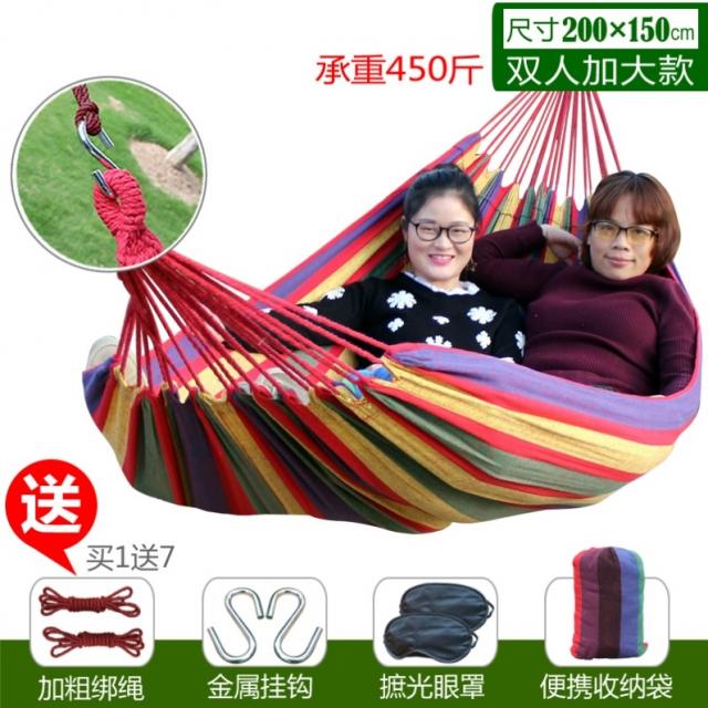 두꺼운 그네를 떨어뜨리면 내구성이 좋고 밖으로 나가는 넓은 그물코 싱글 흔들침대 마모에 강한 그물망 해먹 캠핑 정원 야외, 일반핏 페어 타입 무지개 색상