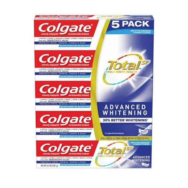 콜게이트 Colgate 토탈 어드벤스드 화이트닝 치약 181g 5개, 5개입