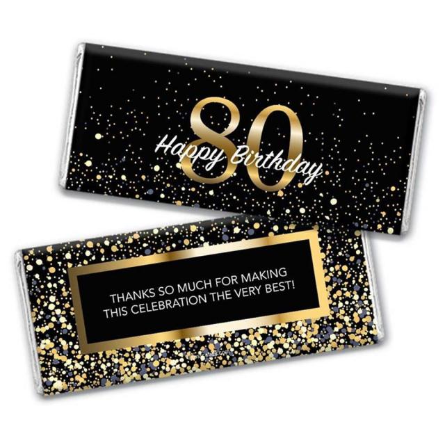 WH Candy 캔디 마일스톤 80번째 생일에 초콜릿 바 포장지 선호 24 카운트 Milestone 80th Birthday Favors Chocolate Bar Wrappers Count, 단일상품