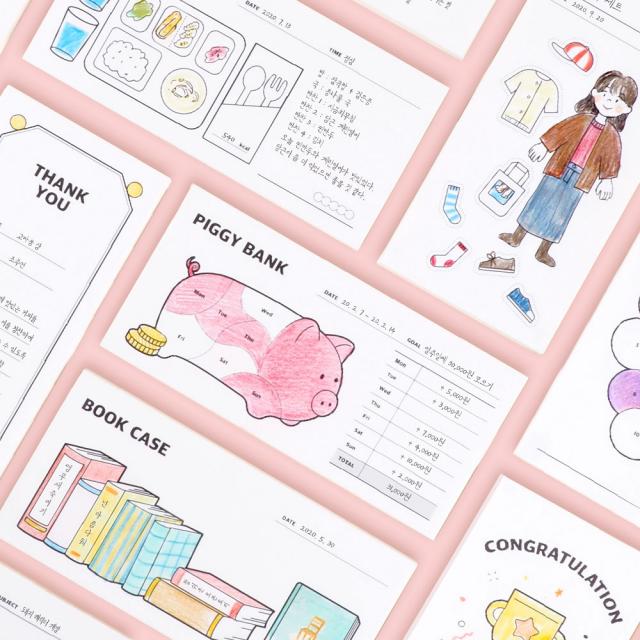 리훈 메모생활 그래픽 떡메모지 모음, 1개, 02.공과금체커[E027]