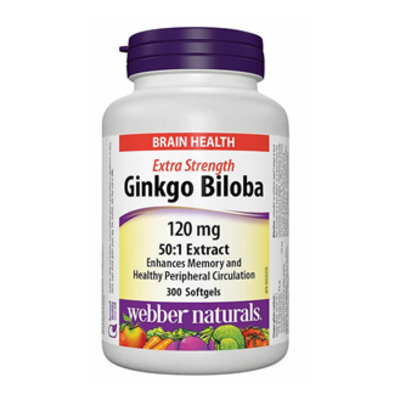 웨버 네츄럴 징코 빌로바 은행나무 추출물 300정 (WEBBER GINKGO BILOBA 120mg 300 SOFTGELS)