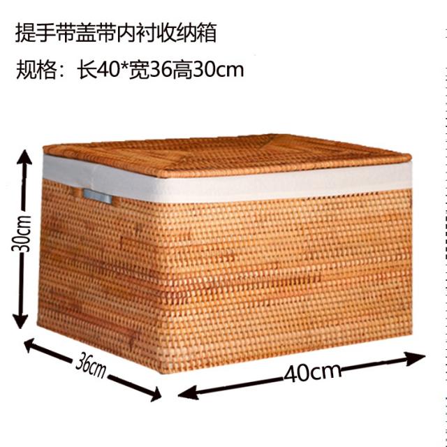 베트남 라탄 수납바구니 풀로엮은 테이프 더러워지다 .세탁바구니 의류 패브릭아트 바구니 대나무편직 가정용 매직수납함, T10-핸드식 뚜껑포함 안감있음 4