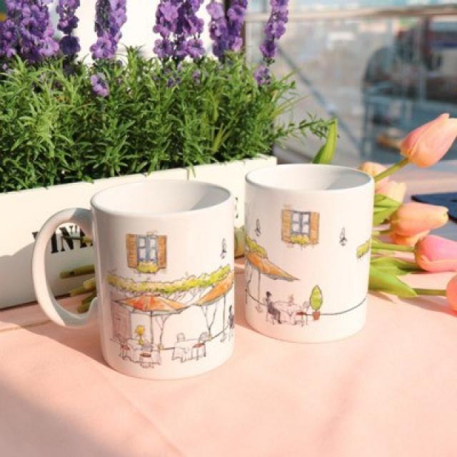 바보사랑 디자인머그컵2p 노천카페.꾸밈(무료배송), 상세설명 참조