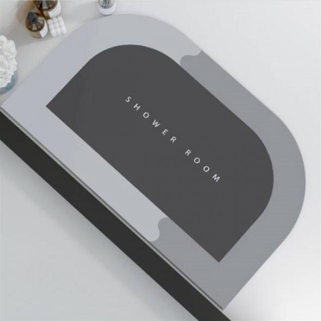 규조토 부드럽게 깔다 규조토 흡수 발판 속건 가정용 화장실 욕실 미끄럼 방지 깔개 들어오다 욕실 발매트, 회색 바탕 SM[반원형]