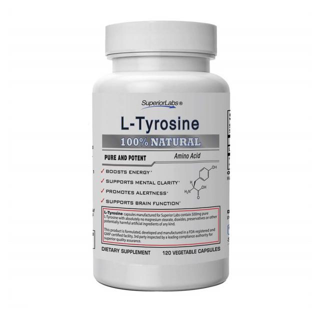 슈페리어 랩스 Superior Labs L Tyrosine 500mg 120 티로신 아미노산 에너지 뇌 세포, 1개