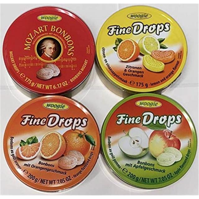 Woogie 우기 하드 캔디 믹스 모차르트 애플 오렌지와 4인조 오스트리아 지트로넨 팩 Hard Candy Mix Mozart Apple Orange and Zitronen Pack of 4 From Austria, 단일상품