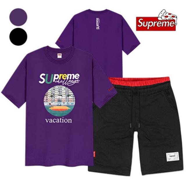 Supreme 슈프림정품 베케이션 전사나염 무지허리배색 트레이닝 세트