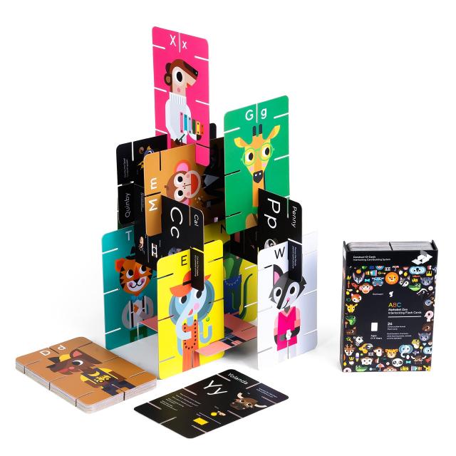 Giantsuper Confinuct-o-cards : ABC 알파벳 동물 집 연동 플래시 카드 - 유아 및 미취학 아동용 건설 어휘 / 동물 / 색상 / 모양 / 편지 카드, 상세페이지 참조, 상세페이지 참조, 상세페이지 참조