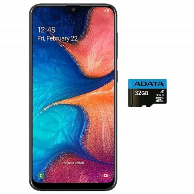 Samsung Galaxy A20 (32GB 3GB RAM) 6.4 Super AMOLED Fast Charge 4000mAh Battery US Global 4G LTE GSM Factory 언락 A205G - International Model (B, One Size, One Color