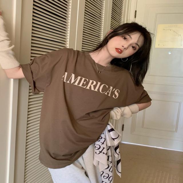 2022 신상 유니크하다 색다르다 유니크하다 빈티지 반팔 티셔츠 숄더 여성 여름 루즈하다 프리미엄 미니 블라우스