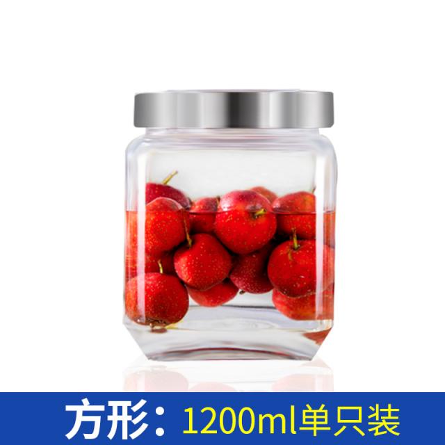 유리병 밀폐탱크대 뚜껑 주방 잡곡 저장물 탱크 절임 김치 짠물 캔 식품 저장탱크, 1, 스퀘어 1200ml외짝 룩