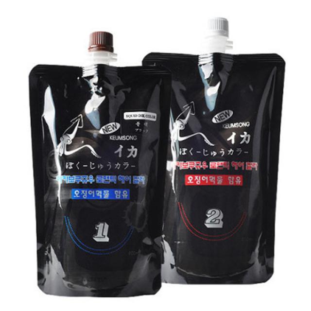 금송 이카보쿠쥬우 뉴겐 오징어먹물 염모제 1제600ml+2제600ml 헤어컬러, 이카보쿠쥬우_다크브라운, 1세트