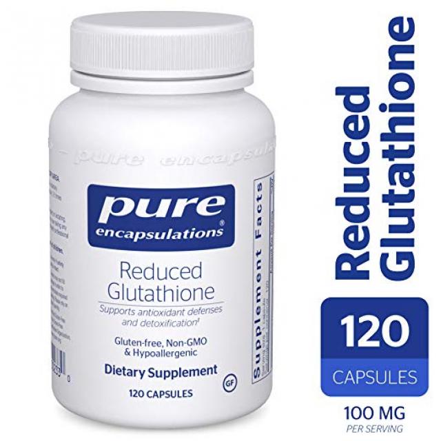 Pure Encapsulations Reduced Glutathione 세포 건강과 간 기능을위한 저자 극성 산화 방지제 120정, 1병