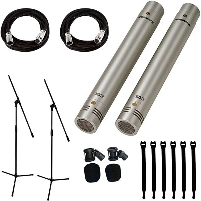 Samson C02 연필 응축기 마이크로폰 2 Mic Stands 2 Mic Cables Strapeez Top Value Bundle, 상세페이지 참조