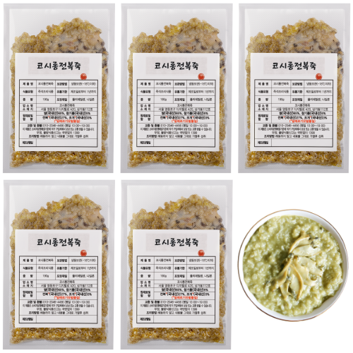 코시롱전복죽 제주전통스타일 반조리식품, 190g, 전복죽 5팩