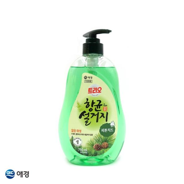 트리오 향균설거지 피톤치드 주방세제 750mL 용기 1EA 주방용세제 설거지용품 주방세정제 다용도세제 과일세척제 리필세제 고농축 집들이, 단일상품