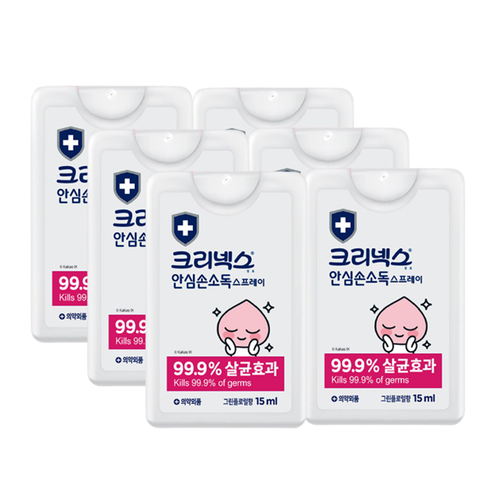 크리넥스 손소독 스프레이 그린, 6개, 15ml