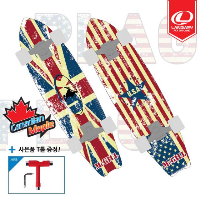  랜드웨이 Mcgill Flag 맥길 플래그 스케이트보드 32 Abec7 크롬베어링 알루 선택:uk