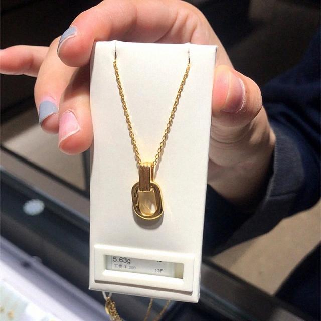 Feb.07 293번 빈티지 ING 더블링 목걸이 여18K 골드 쇄골 체인 네잎클로버 순은 펜던트 남풍망 홍간약 insZ