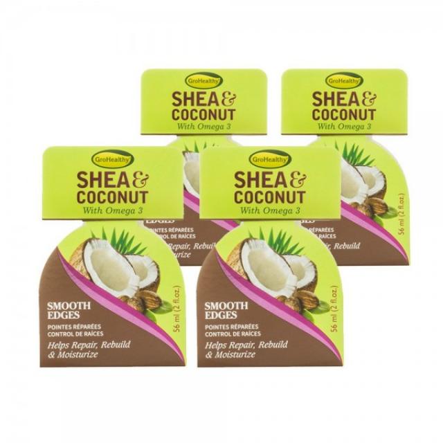 Shea & Coconut Smooth Edges 모발 트리트먼트 트리트먼트 천연 곱슬 모발 제어를위한 유연한 홀드-Omega 3 Sulfa, 단일상품