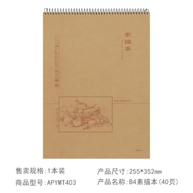 스케치북 Chenguang소묘노트 스케치노트 더블라인 ShengZhuan용회화노트 그래피티 사생그림그리기 간편 소묘노트 원목 펄프 16K공백 그림 미술 B5전용 납페인팅 도화, T02-B4소묘노트 40페이지(평년 시리즈 2)*2권