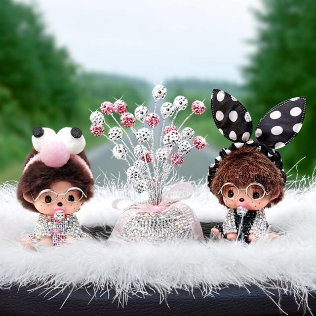 Jan.14 377번 인테리어 소품으로 포인트를 준 개성있는 자동차 향수 소품으로 큐트한 차량용 피규어 여신상Z, 3_큰 눈시울 + 블랙 리본 + 다이 아 안개 꽃 +