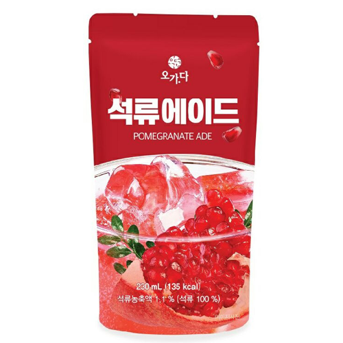 [오가다]석류 에이드 파우치 석류100% 230ml x 10팩 편의점