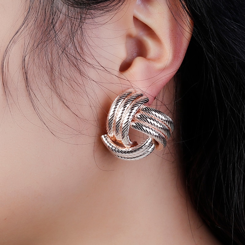 Flashbuy 유럽 미국 합금 골드 실버 귀걸이 여성 과장 earings 웨딩 패션 쥬얼리 트렌드 액세서리