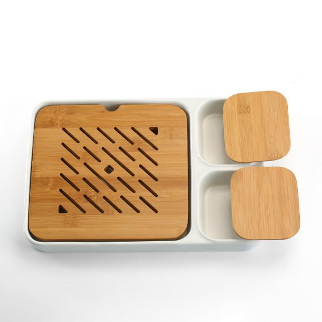 여덞 대나무를 먹고살다 차판 바다 받침대 심플 죽제 궁푸차 도 다기 부품 저장함 물, 도자기 많다 기능적 모델