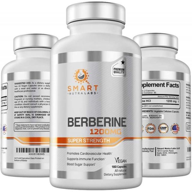 프리미엄 Berberine HCL 1200mg-180 철저한 채식주의 자 캡슐 100 % 순수한 약제 급료 Berberine 보충, 1