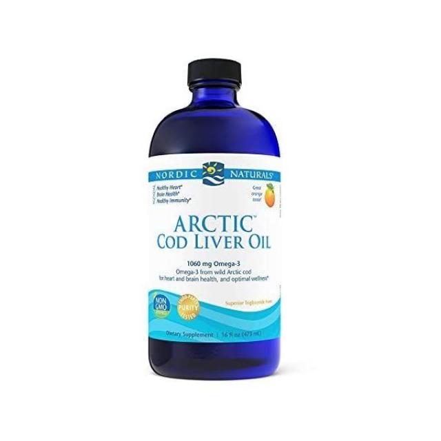 Nordic Naturals 북극 대구 간유, 오렌지 - 16온스 - 1060mg 총 오메가-3, EPA 및 DHA 포함 - 심장 및 뇌 건강, 건강한 면역, 전반적인 건강 - 비