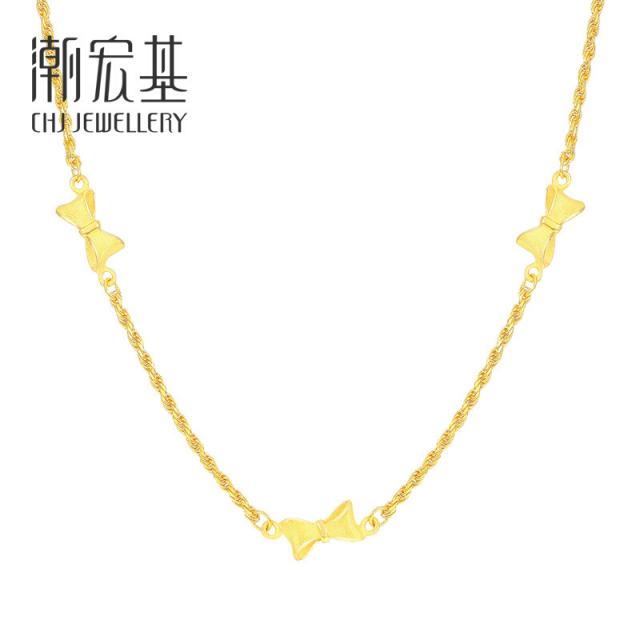 차오훙지 CHJ JEWELLERY 결연 전금 금 목걸이 여자 모델 XQG30000784 약 10.7g 약 40cm 추가 체인, 단일상품