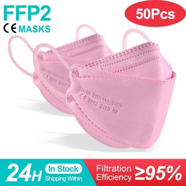 컬러 피쉬 마스카라 FFP2 KN95 마스크 한국 인증 마스카라 fpp2 동질가 호흡기 ffp2mask ce 재사용 가능한 마스크 마스크, adult pink 50pcs_18