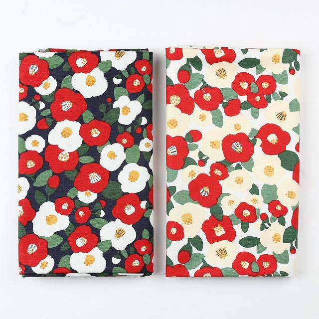 옥스포드원단 - 동백꽃 2color [91108ys] 플라워 쿠션 원단 패브릭 퀼트 천, 네이비