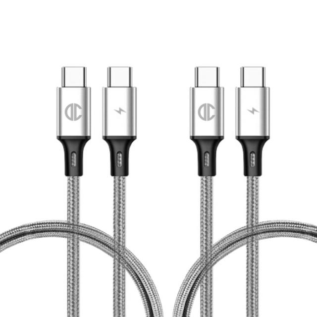 디씨네트워크 1+1 페브릭 USB C타입 to C PD 60W 고속 충전 케이블 2m, 1개, 그레이 2m+2m