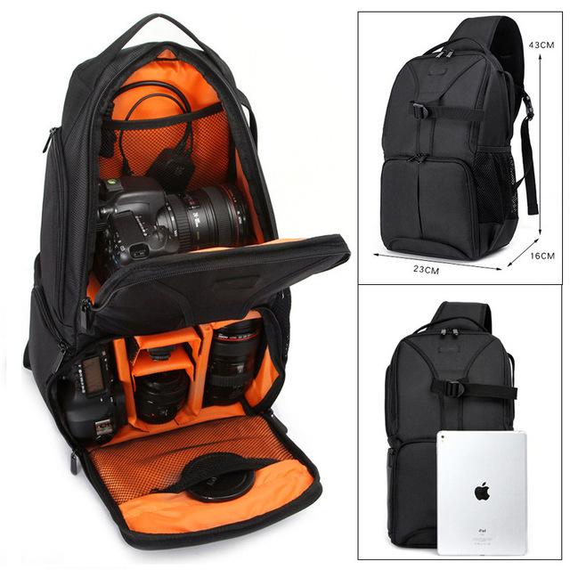 [해외] 사진 방수 DSLR SLR Sling 역설적 카메라 Video Nylon Bag Backpack 야외 메신저 Shoulder, 01_Orange