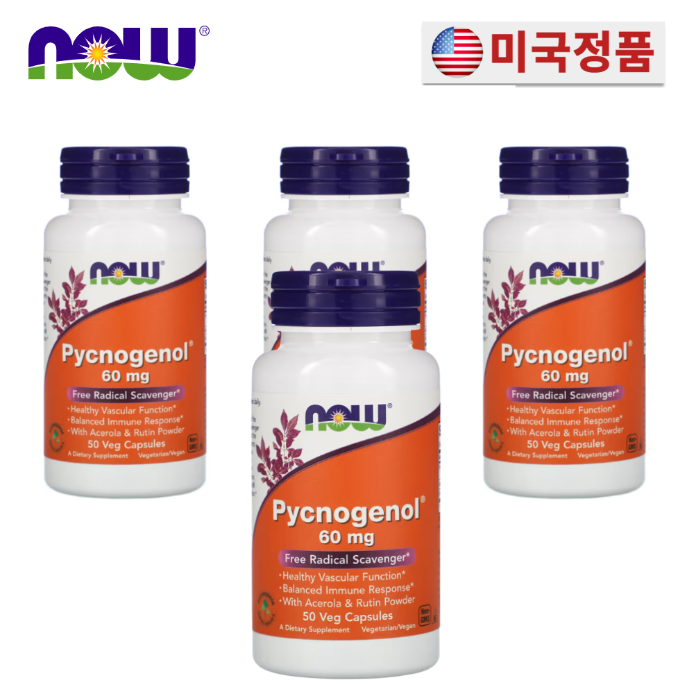 나우푸드 호팍사 피크노제놀 프랑스해안송껍질추출물 60mg 베지캡슐, 50정 X 4개