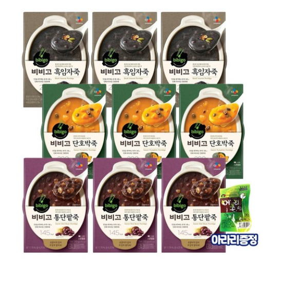 비비고 280g 죽 (흑임자죽3+단호박죽3+통단팥죽3) + 아라리증정, 1세트