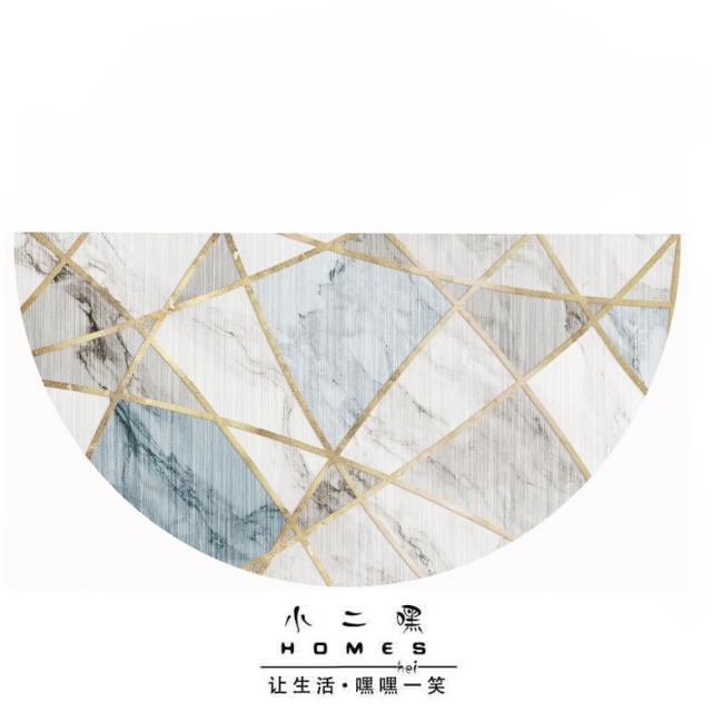 모던 부채꼴 러그 반원형 카페트 피팅룸 옷방 모서리, 마블 블루