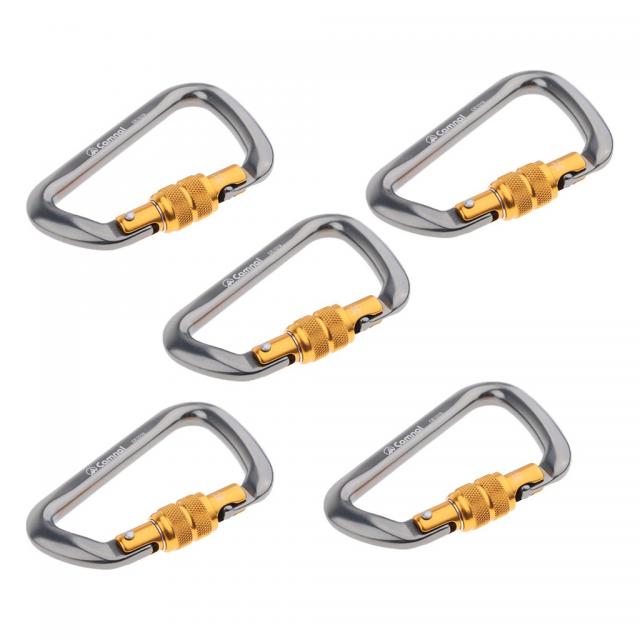 STK28kn 알루미늄 screwgate d 유형 등반 구조 carabiner 5 조각, 회색