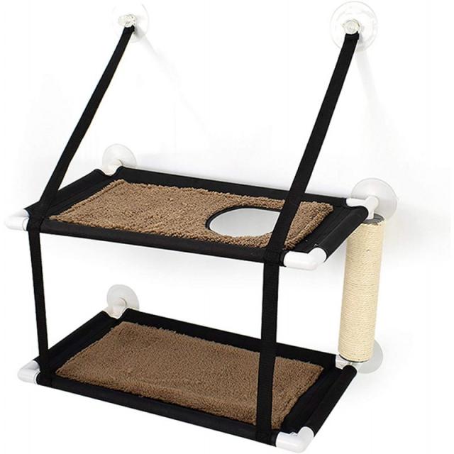 애완동물 더블 레이어 고양이 창 퍼치 (스크래 처 포함) 실내 고양 이용 고양이 창 해먹 고양이 창 침대 대형 고양이 및 작, 단일옵션