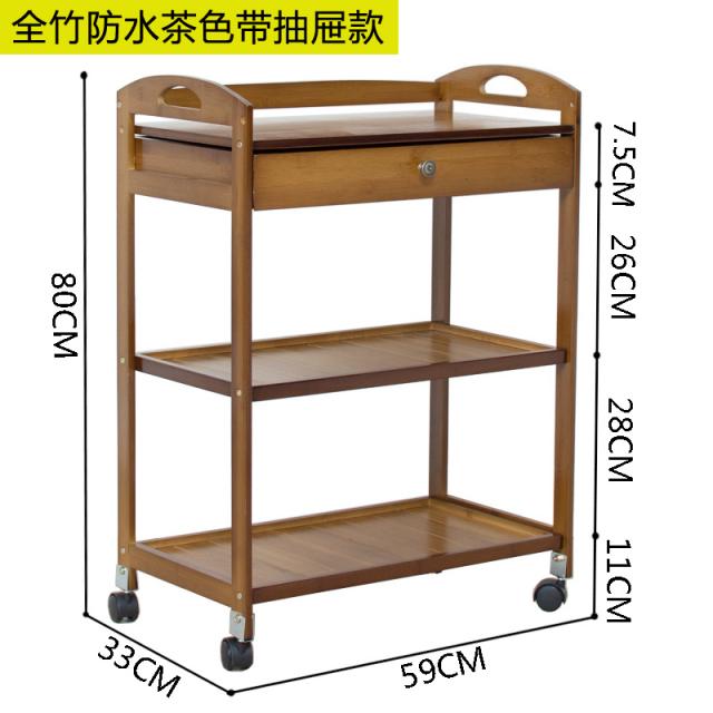 주방웨건 맹종죽 음식카트 이동식 카트 차카트 술 선반카트 미용 헤어미용 미용실 구루마, T18-대나무 방수 다갈색 서랍식 스타일, 기본